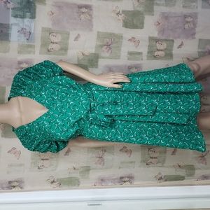 eShakti fox print green wrap dress